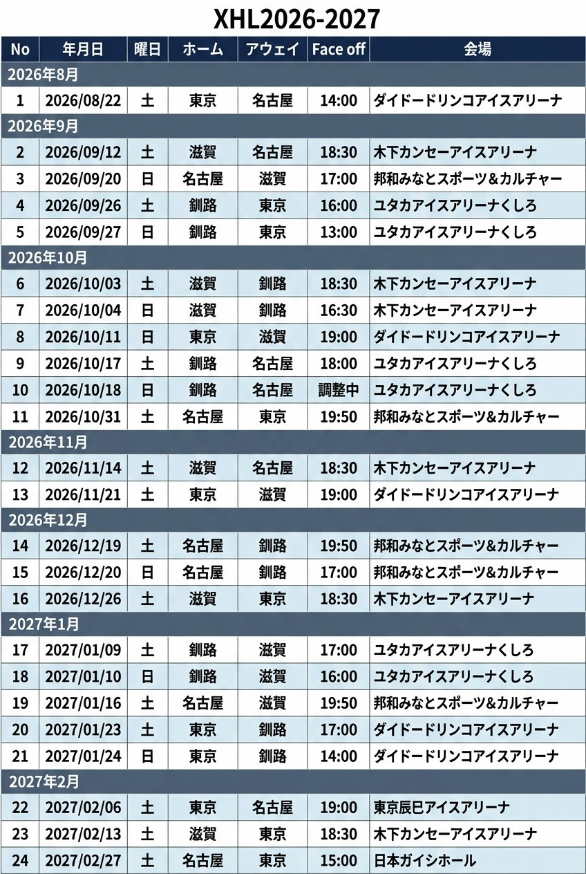 2026-2027 試合日程